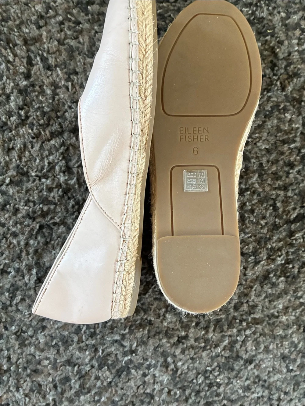 Eileen Fisher leather espadrilles. Pale pink. Size 6. NWOB
